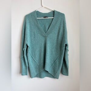 Estheme Cachemire 100% Cashmere Teal Blue V Neck Sweater Oversized